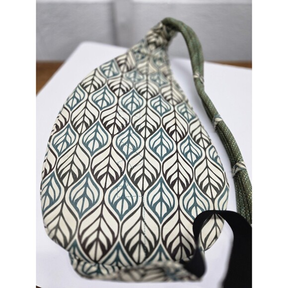 Kavu - Sling Backpack -  Teal, Black and Cream Canvas Rope Bag 17 X 11 X 5 - Picture 5 of 6
